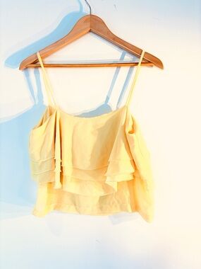 Topshop Pale Yellow Ruffle Chiffon Layered Camisole Top